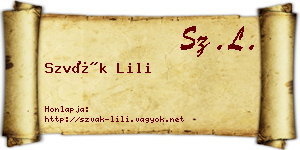 Szvák Lili névjegykártya
